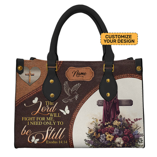 The Lord Will Fight For Me Personalized PU Leather Handbag For Christian ID-0324-TK6E