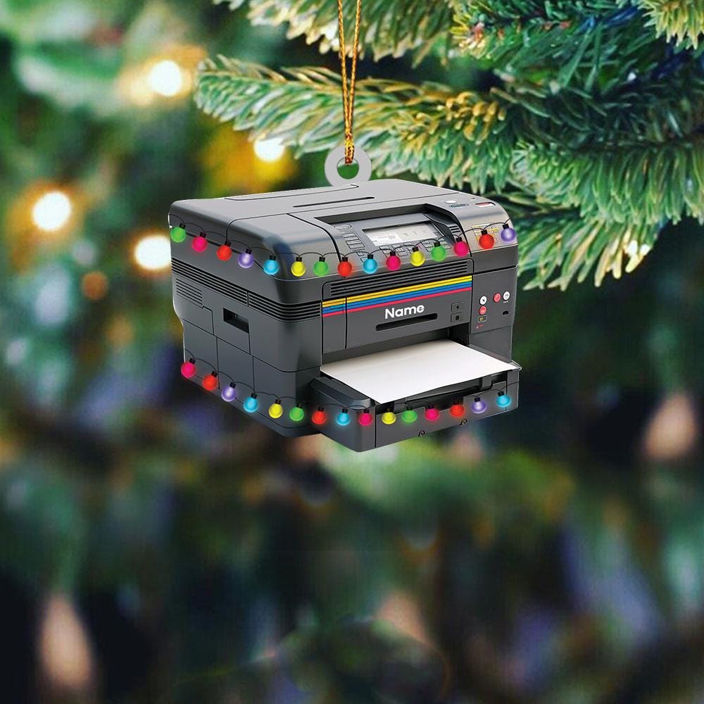 Personalized Printer Machine Christmas Ornament – Custom Printing Machine Ornament, Printer Lover Holiday Gift & Christmas Tree Decor