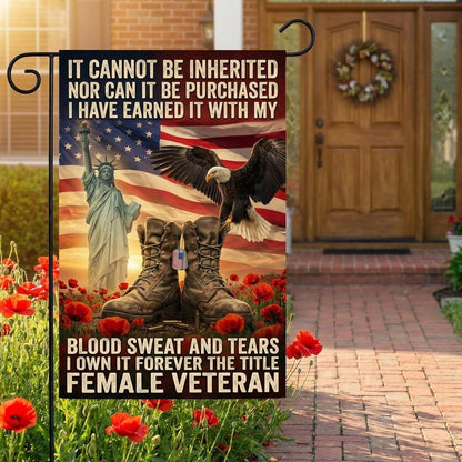 Proud Female Veteran Patriotic Yard Flag: Eagle & Statue of Liberty Decor