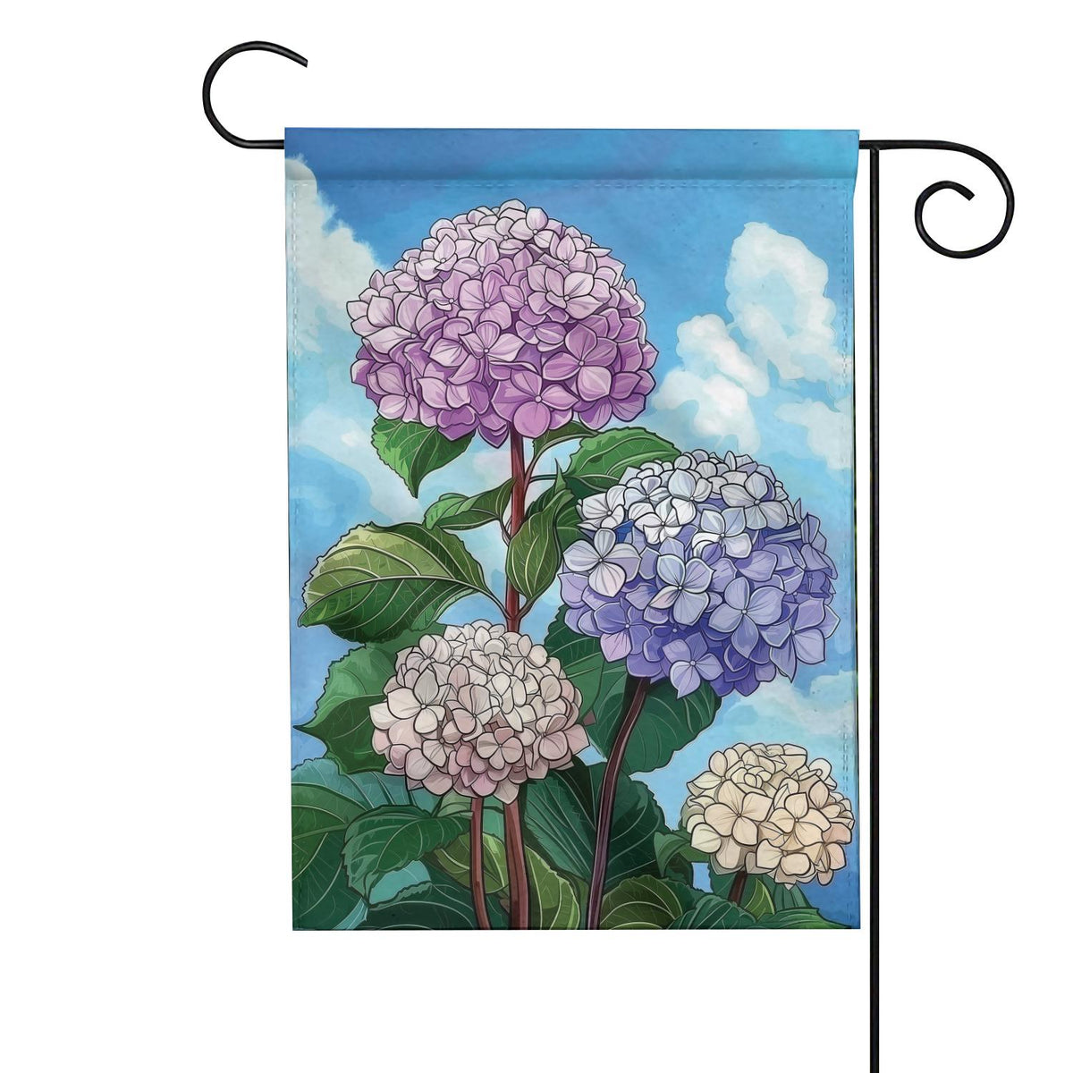 Hydrangea Welcome Double-Sided House Flag - Spring Floral Decor