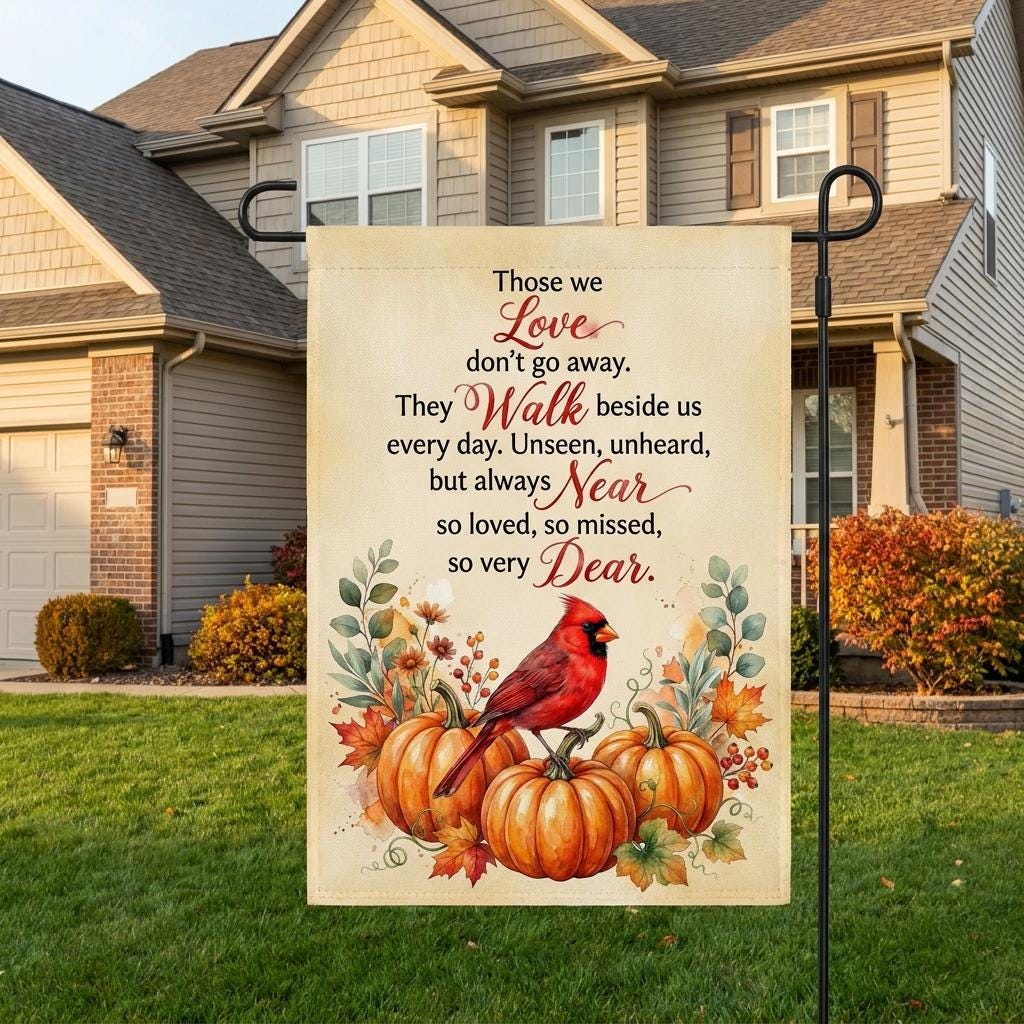 Cardinal Bird Sympathy Garden Flag - Bereavement Memorial Decor