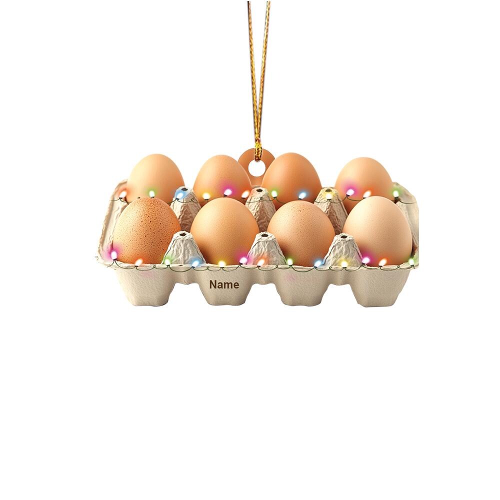 Personalized Egg Tray Christmas Ornament – Custom Eggs & Kitchen Ornament, Cooking Holiday Decor, Chef and Food Lover Christmas Gift