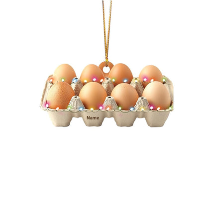Personalized Egg Tray Christmas Ornament – Custom Eggs & Kitchen Ornament, Cooking Holiday Decor, Chef and Food Lover Christmas Gift