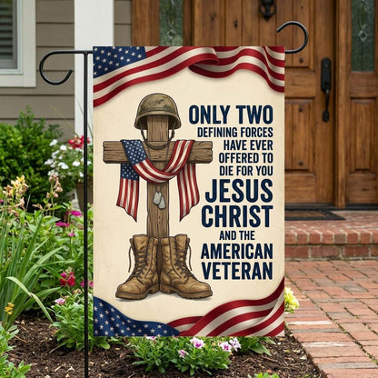 Jesus Christ American Veteran Flag: Christian Military Yard Decor