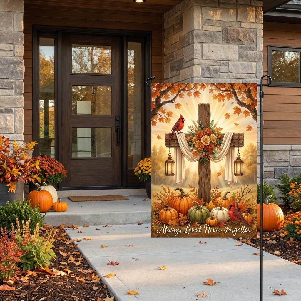 Memorial Garden Flag — Always Loved, Never Forgotten Remembrance Decor