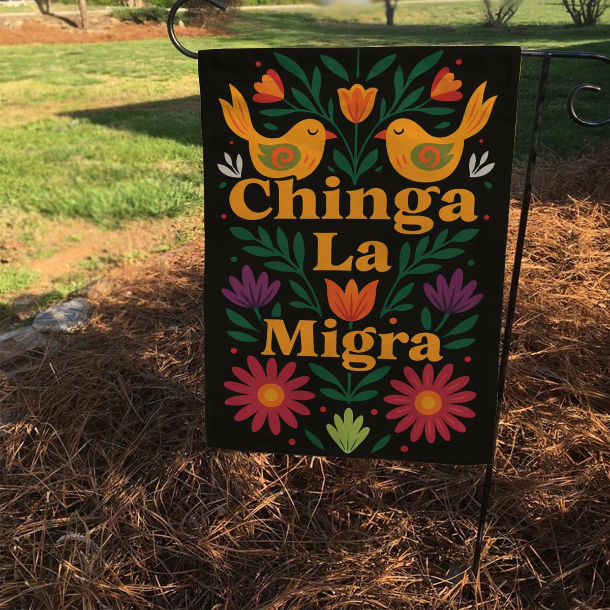 "Chinga La Migra" Spring Garden Flag: Anti-ICE Protest Sign