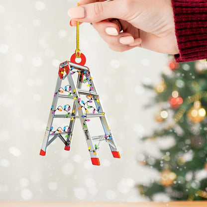Personalized Construction Ladder Christmas Ornament – Custom Builder Ornament, Construction Worker Holiday Gift, Contractor Christmas Decor