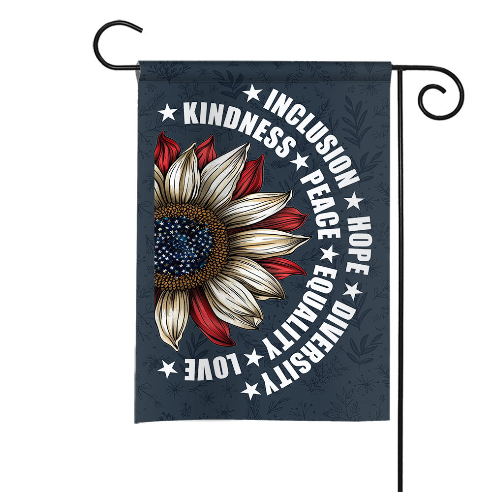 Sunflower Diversity Garden Flag: Peace, Love & Inclusion