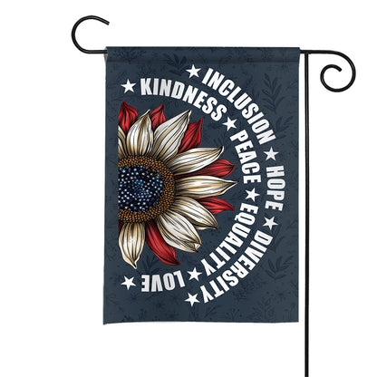 Sunflower Diversity Garden Flag: Peace, Love & Inclusion