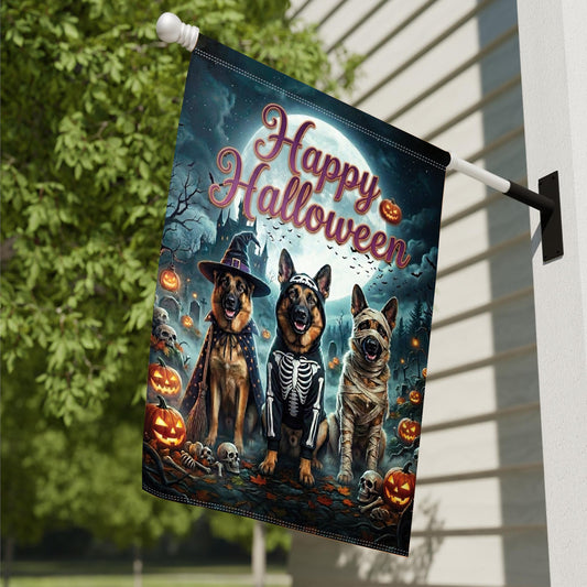 German Shepherd Halloween Yard Flag - Spooky Dog Decor