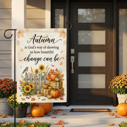 Inspirational Fall Yard Flag: Christian Autumn Bird Banner