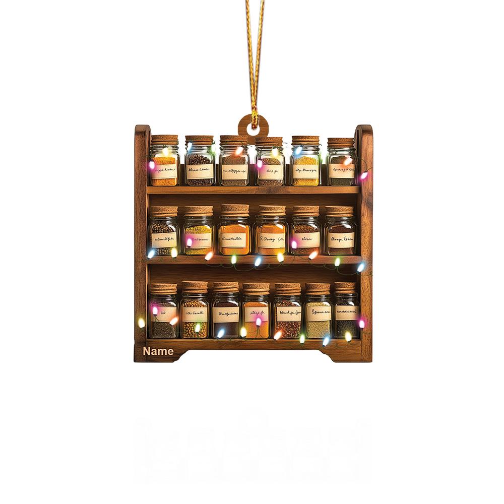 Personalized Spice Rack Christmas Ornament – Custom Cooking Spices Ornament, Kitchen Holiday Decor, Chef & Home Cook Xmas Gift