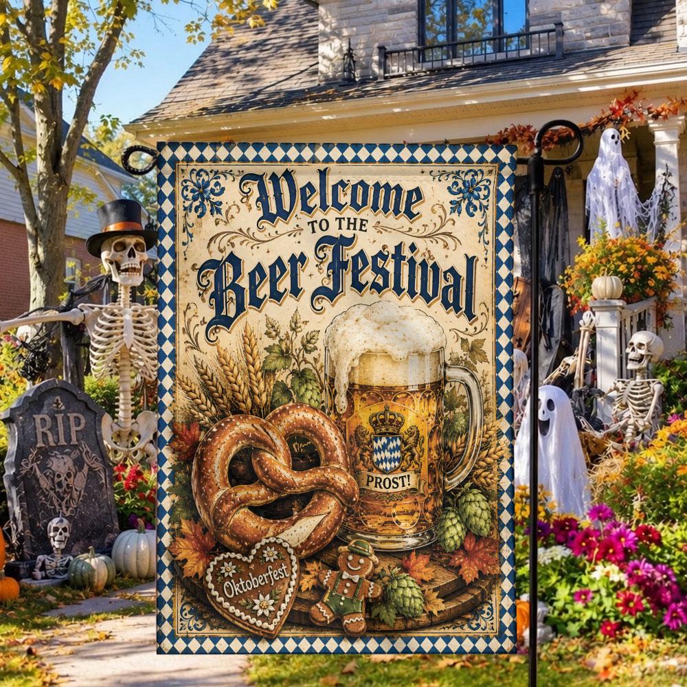 Oktoberfest Prost German Beer Garden Flag - Autumn Decor