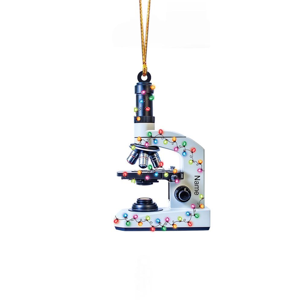 Personalized Microscope Christmas Ornament – Custom Laboratory Hanging Ornament, Scientist Holiday Gift, Science Christmas Tree Decor