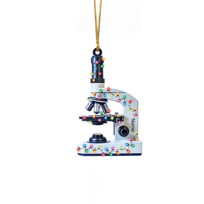 Personalized Microscope Christmas Ornament – Custom Laboratory Hanging Ornament, Scientist Holiday Gift, Science Christmas Tree Decor
