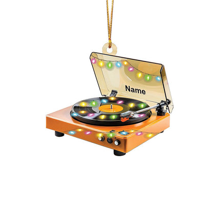 Personalized Record Player Christmas Ornament – Custom Vinyl Turntable Ornament, Musician Holiday Gift, Music Room Christmas Tree Decor