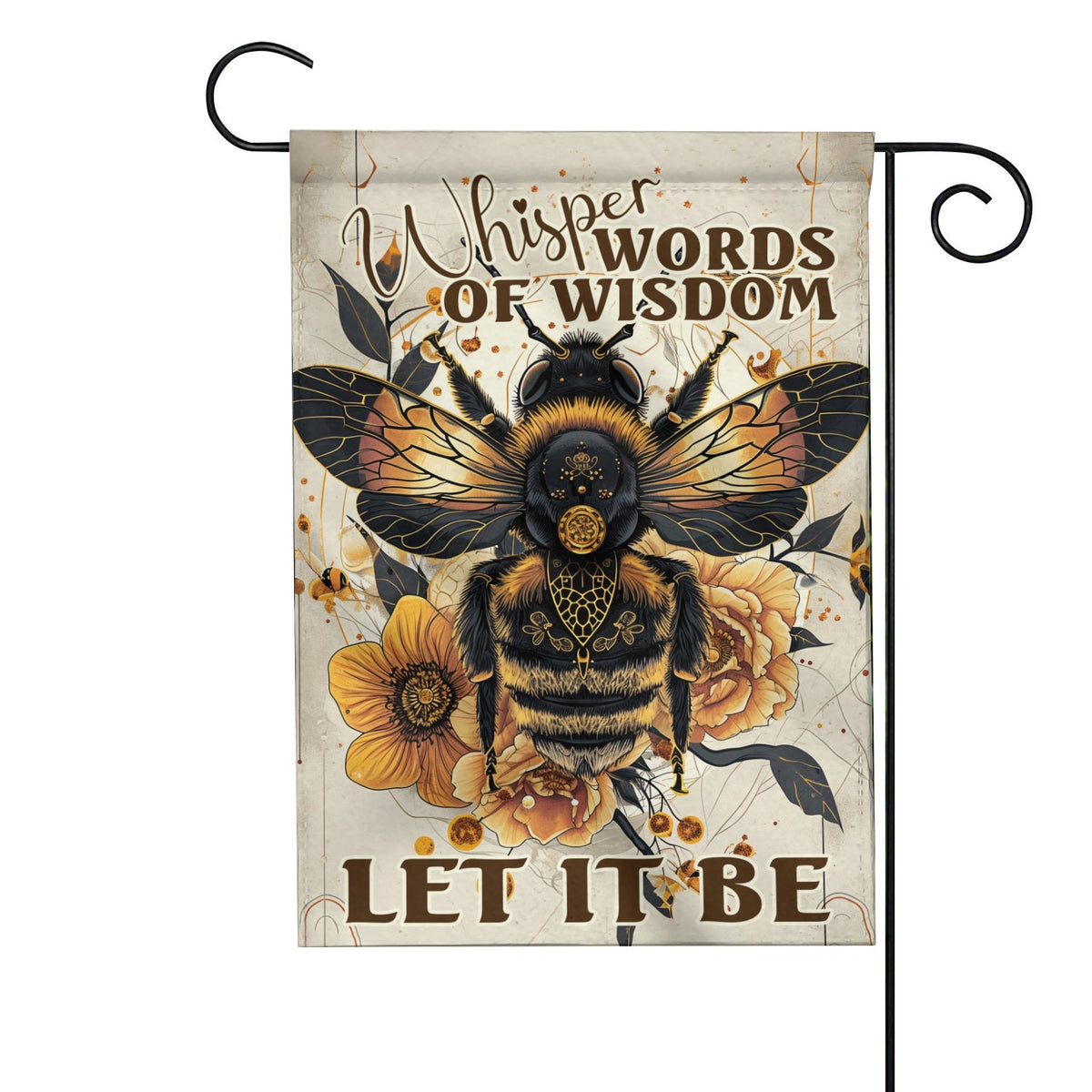 Hippie Bee Garden Flag: "Let It Be" Double-Sided Yard Decor