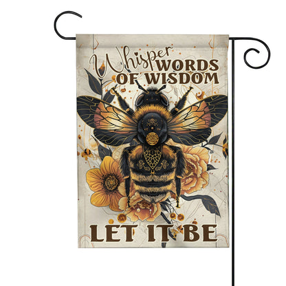 Hippie Bee Garden Flag: "Let It Be" Double-Sided Yard Decor