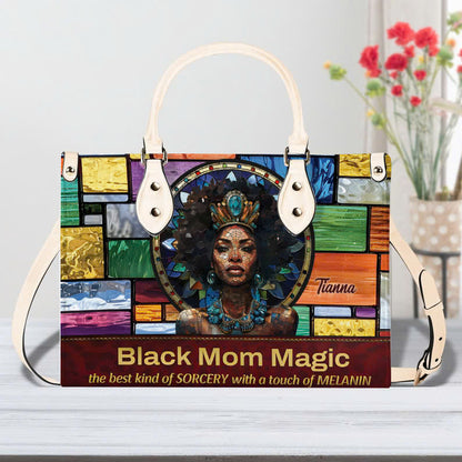 Black Mom Magic- Personalized Motivational Leather Handbag For Black Women ID-0322-1TSN
