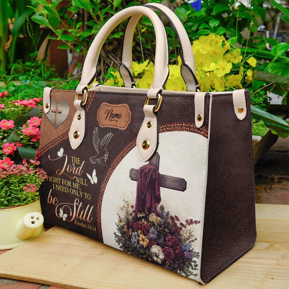 The Lord Will Fight For Me Personalized PU Leather Handbag For Christian ID-0324-TK6E