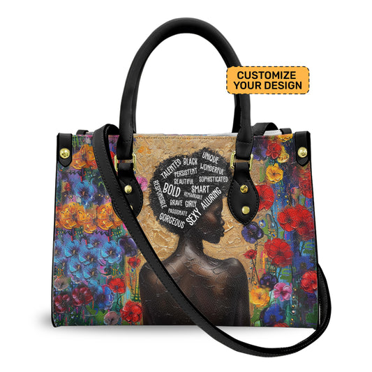 God Says I Am Afro Woman bag- Personalized PU Leather Handbag For Black Women ID-0416-3GEE