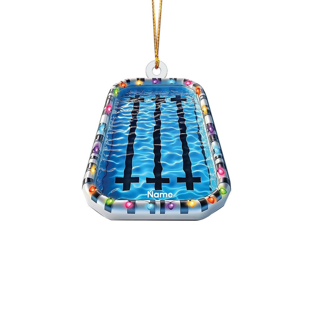 Personalized Swimming Pool Christmas Ornament – Custom Pool Ornament, Pool Lover Holiday Gift, Swimming Christmas Tree Decor