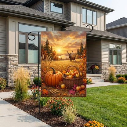 Scenic Deer Fall Garden Flag — Autumn Buck & Harvest Yard Decor