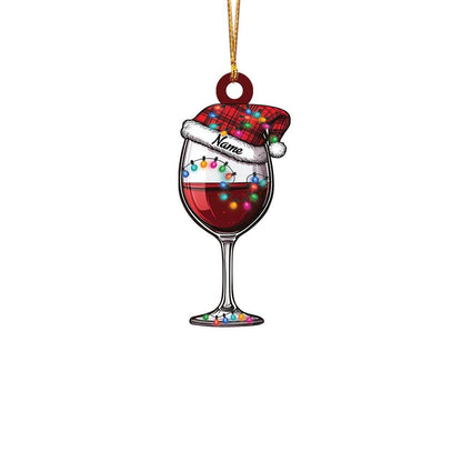 Personalized Wine Glass Christmas Ornament – Custom Red Wine Ornament, Wine Lover Holiday Gift, Christmas Tree Decor