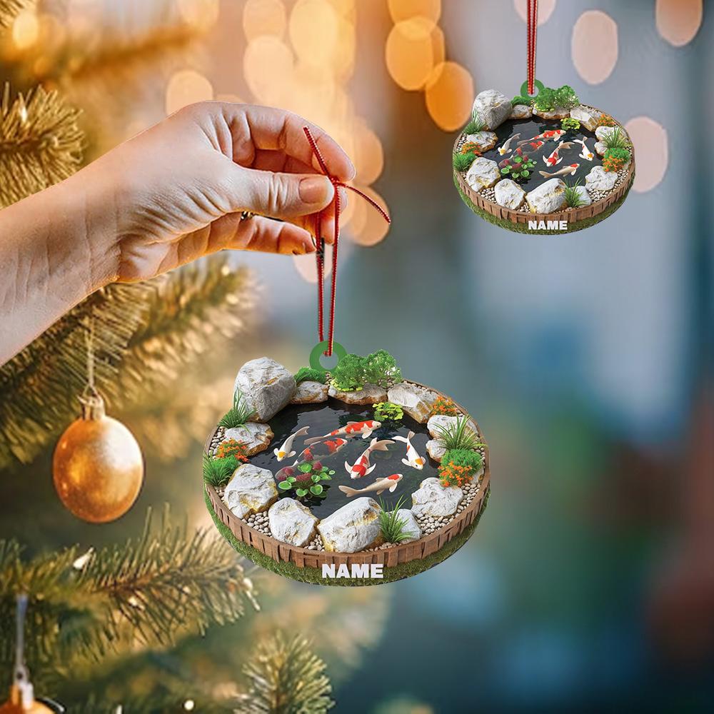 Personalized Koi Fish Christmas Ornament – Custom 2D Flat Koi Pond Ornament, Fish Lover Holiday Gift, Lake & Garden Christmas Decor