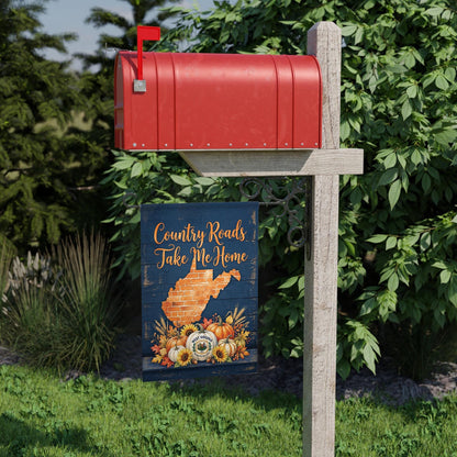 "Country Roads" West Virginia Fall Pumpkin Garden Flag