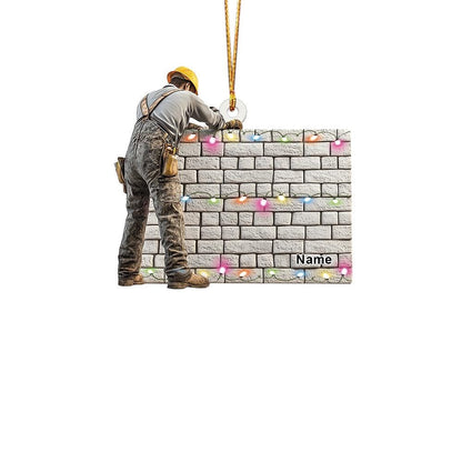 Personalized Construction Worker Christmas Ornament – Custom Builder & Handyman Ornament, Contractor Holiday Gift, Christmas Tree Decor