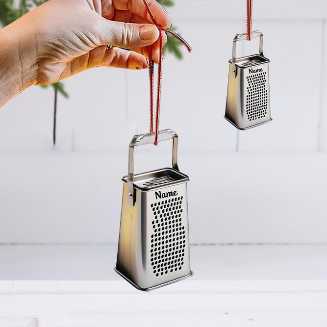 Personalized Cheese Grater Christmas Ornament – Custom Cooking Ornament, Cheese Lover Holiday Gift, Chef & Kitchen Christmas Decor