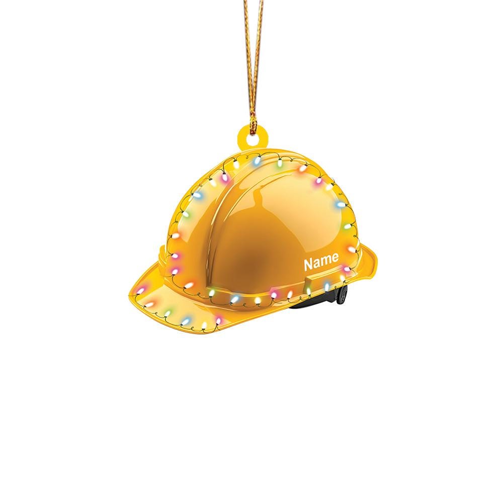 Personalized Construction Helmet Christmas Ornament – Custom Safety Hard Hat Ornament, Builder Holiday Gift, Construction Worker Xmas Decor