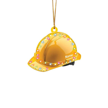Personalized Construction Helmet Christmas Ornament – Custom Safety Hard Hat Ornament, Builder Holiday Gift, Construction Worker Xmas Decor