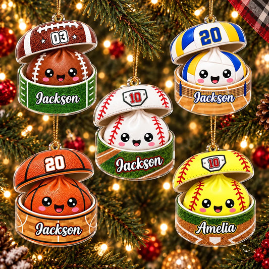 Personalized Sports Ornament – Custom Name & Jersey Number Christmas Gift for Kids