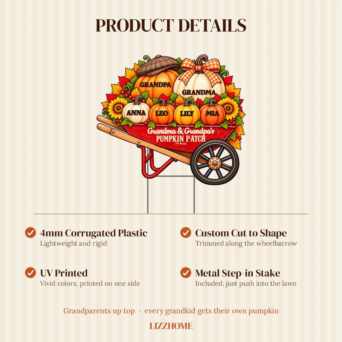 Pumpkin patch yard sign product details corrugated plastic metal stake