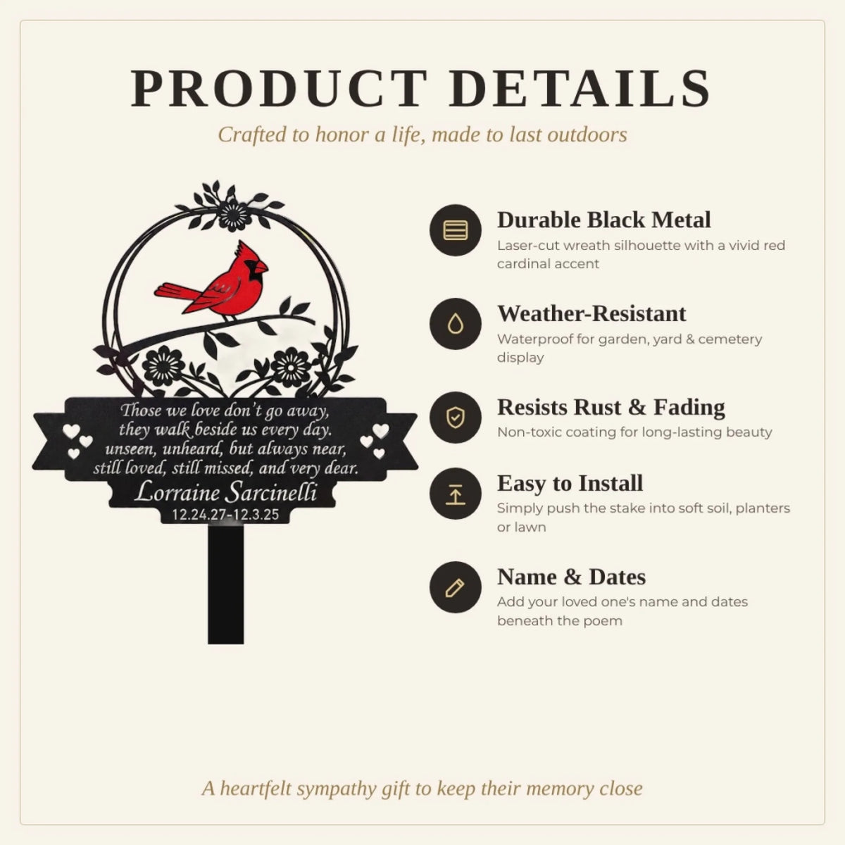 Personalized Cardinal Memorial Garden Stake – Those We Love Don't Go A ...