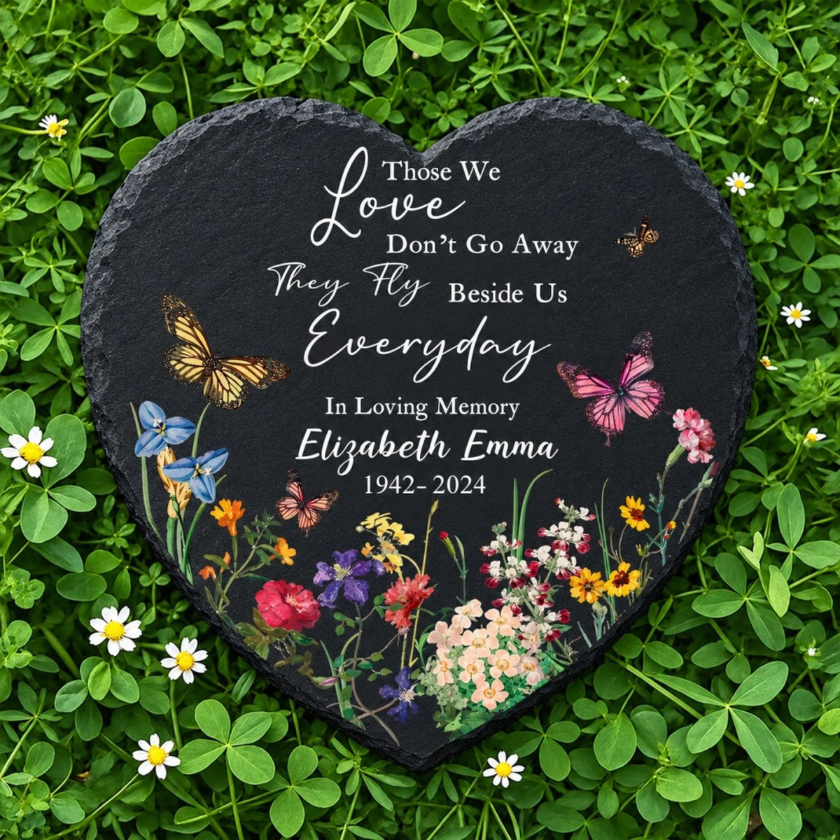 Heart memorial stone with custom name and years