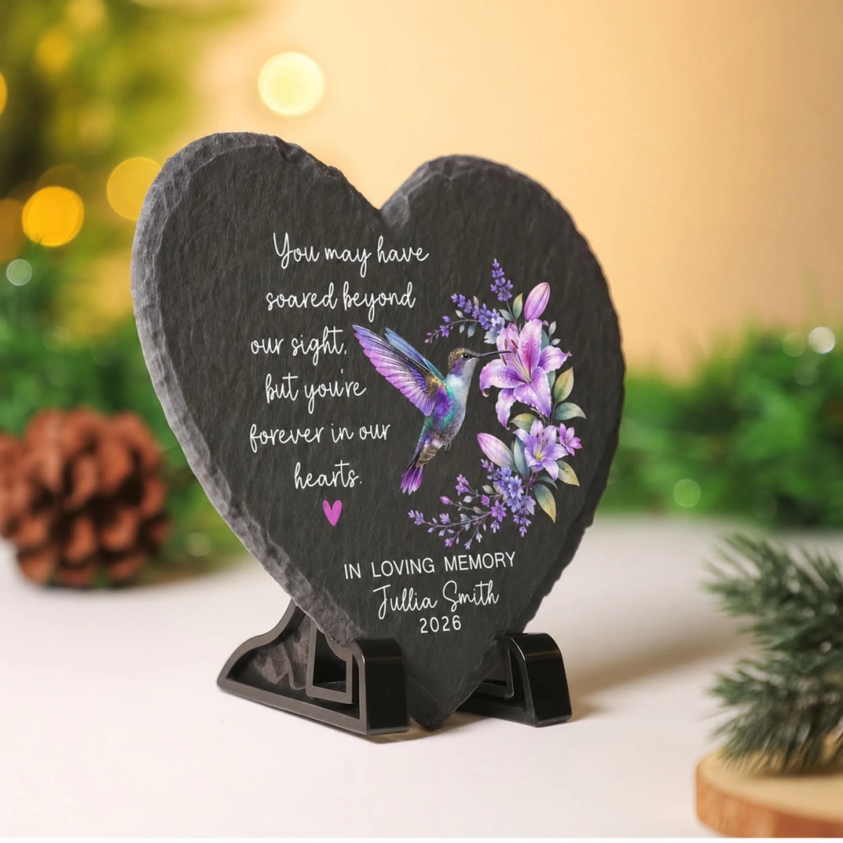 Heart memorial slate on easel stand