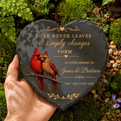 Heart cardinal couple memorial garden stone