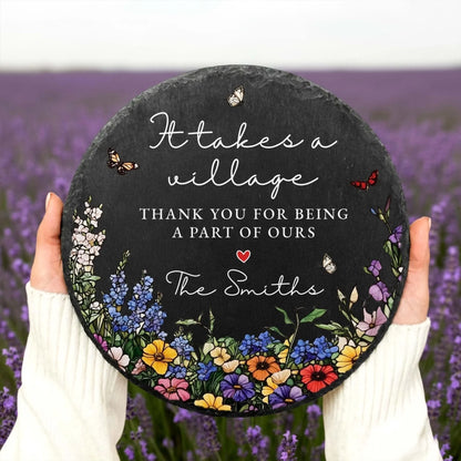 Wildflower thank you slate stone in lavender field