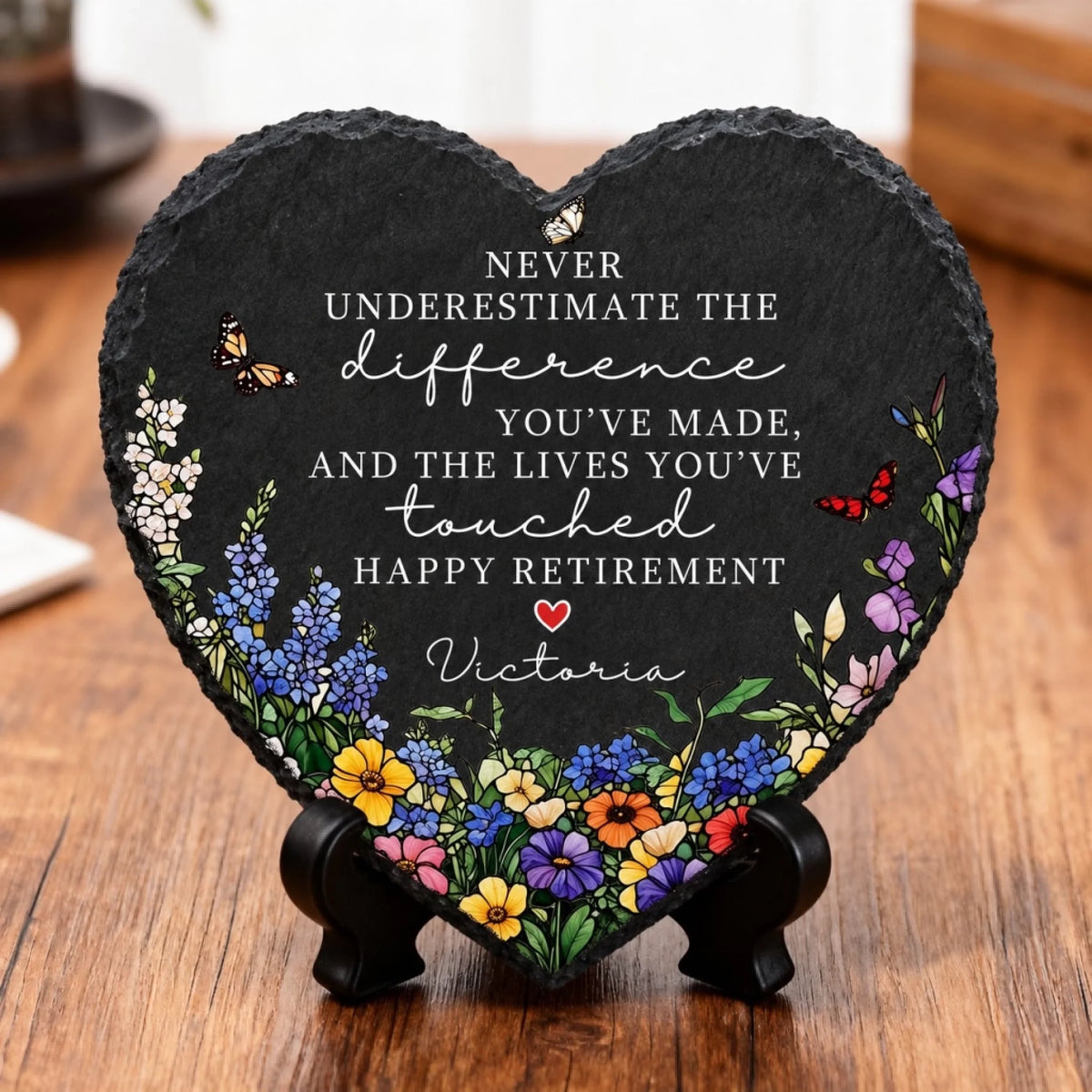 Heart retirement slate with custom name