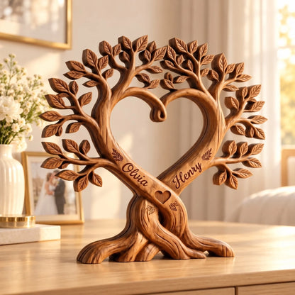 Heart tree wooden sculpture wedding gift