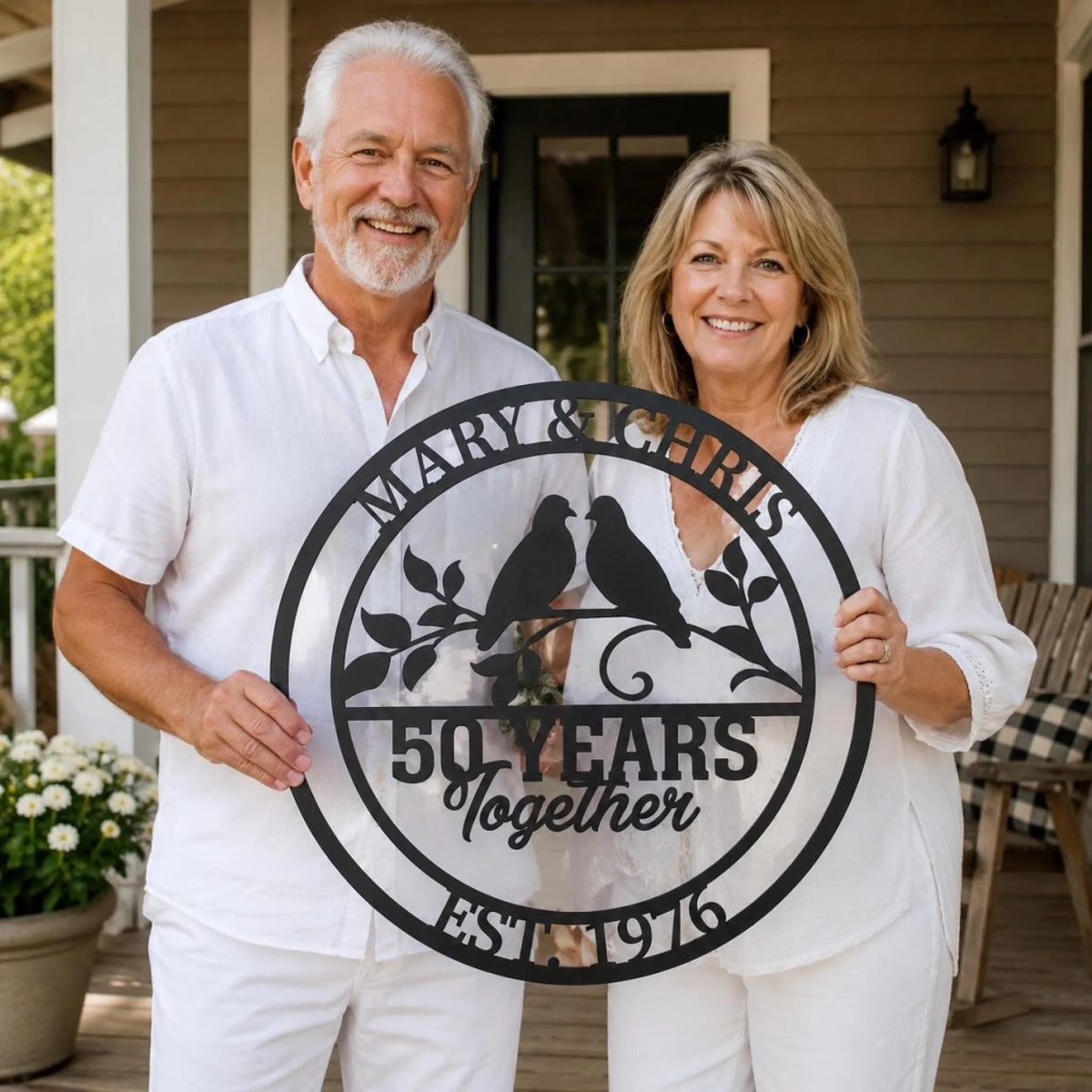 50th anniversary metal sign gift for parents