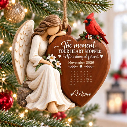 Personalized angel cardinal memorial ornament