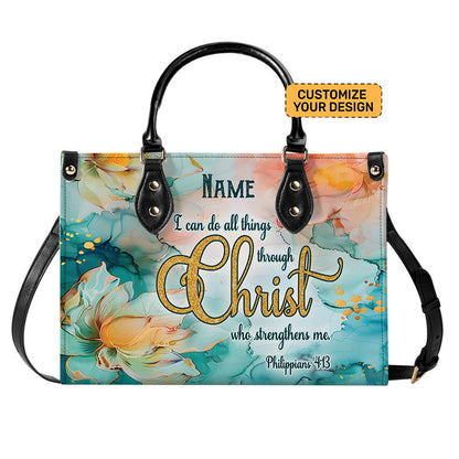 I Can Do All Things... Faith Quote Leather Handbag for Women ID-0708-BWGU