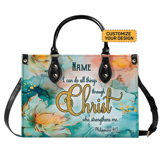 I Can Do All Things... Faith Quote Leather Handbag for Women ID-0708-BWGU