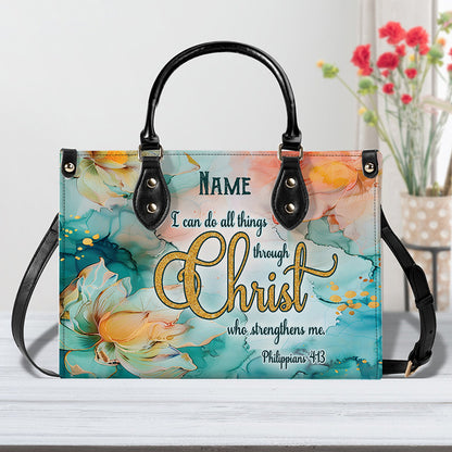 I Can Do All Things... Faith Quote Leather Handbag for Women ID-0708-BWGU