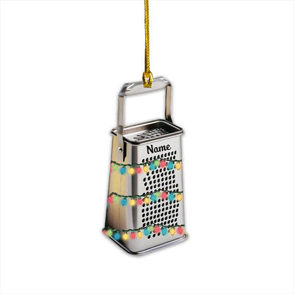 Personalized Cheese Grater Christmas Ornament – Custom Cooking Ornament, Cheese Lover Holiday Gift, Chef & Kitchen Christmas Decor
