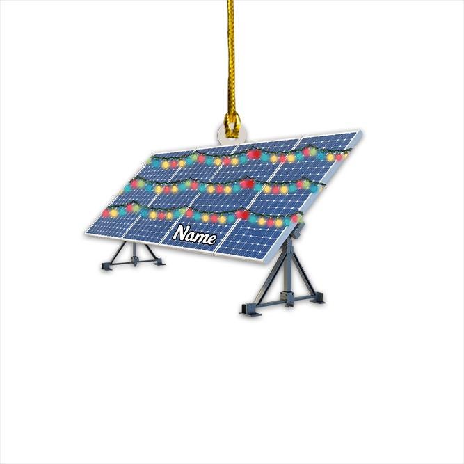 Personalized Solar Panel Christmas Ornament – Custom Renewable Energy Decor, Solar Power Technician Gift, Green Energy Holiday Ornament